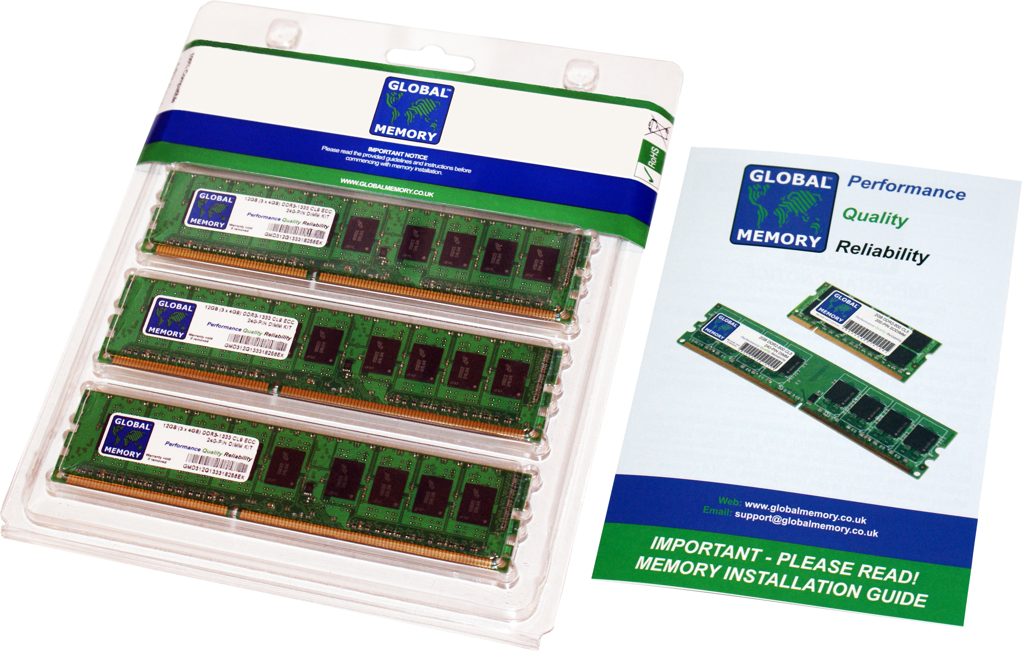 12GB (3 x 4GB) DDR3 1866MHz PC3-14900 240-PIN ECC DIMM (UDIMM) MEMORY RAM KIT FOR DELL SERVERS/WORKSTATIONS