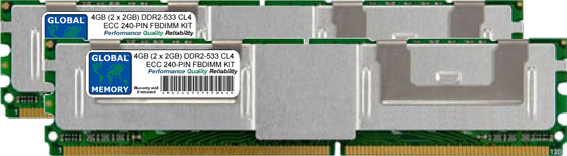 4GB (2 x 2GB) DDR2 533MHz PC2-4200 240-PIN ECC FULLY BUFFERED DIMM (FBDIMM) MEMORY RAM KIT FOR SERVERS/WORKSTATIONS/MOTHERBOARDS (4 RANK KIT NON-CHIPKILL)