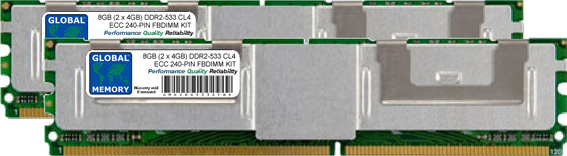 8GB (2 x 4GB) DDR2 533MHz PC2-4200 240-PIN ECC FULLY BUFFERED DIMM (FBDIMM) MEMORY RAM KIT FOR HEWLETT-PACKARD SERVERS/WORKSTATIONS (4 RANK KIT CHIPKILL)